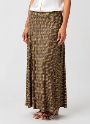 Jupe longue imprimé fantaisie marron SURKANA femme