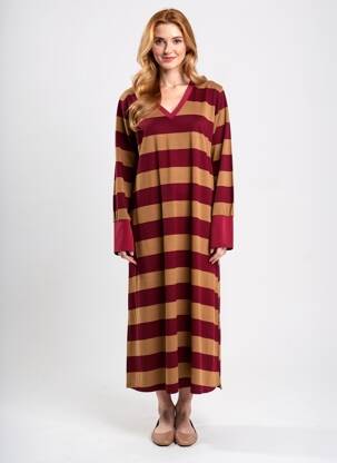 Robe longue manches longues manches longues rouge DANIELA COOL femme