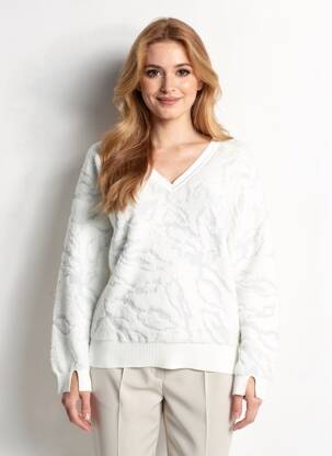 Pull col v manches longues argent EVA KAYAN femme