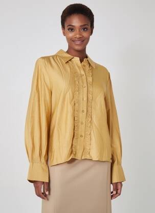 Chemisier tissage crêpe manches longues beige SURKANA femme