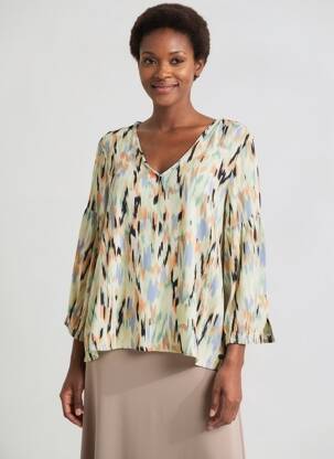 Blouse tissage popeline manches longues beige GARCIA femme