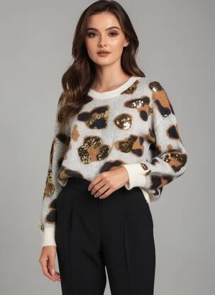 Pull stretch manches longues beige CHERRY PARIS femme