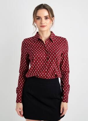 Chemisier manches longues manches longues rouge SURKANA femme