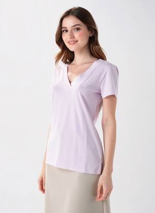 T-shirt col v manches courtes violet COUTURIST femme