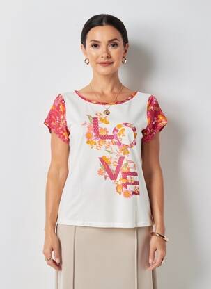 T-shirt imprimé fantaisie manches courtes rouge SMASH WEAR femme