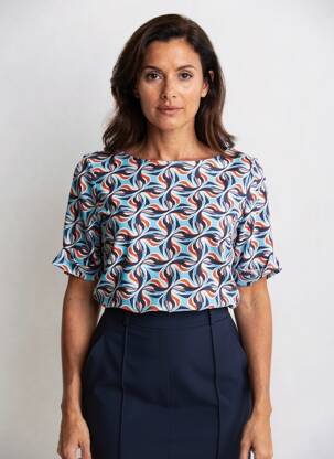 T-shirt imprimé fantaisie manches courtes bleu SURKANA femme