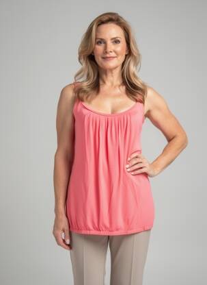 Top col carré fines bretelles rose MARBLE femme