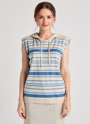Pull stretch sans manche bleu EVA KAYAN femme