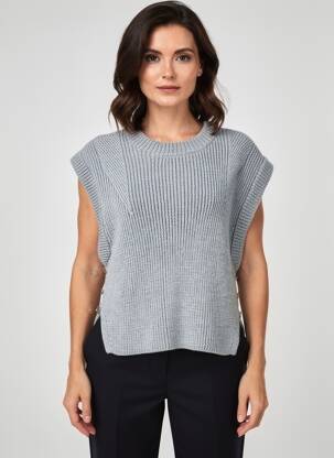 Pull coupe droite sans manche gris EVA KAYAN femme
