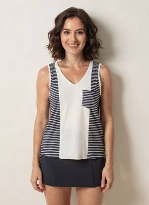 Débardeur col v sans manche bleu SMASH WEAR femme