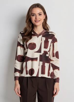 Pull coupe cintrée manches longues marron JOY femme