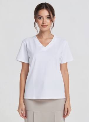 T-shirt col v manches courtes blanc COUTURIST femme