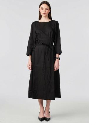 Robe mi-longue manches 3/4 manches 3/4 noir KING LOUIE femme