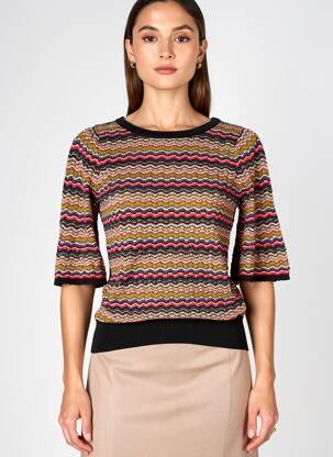 Pull maille ajourée manches courtes noir KING LOUIE femme
