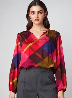 Blouse tissage popeline manches longues rose ALDO MARTIN'S femme