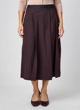 Jupe mi-longue coupe évasée marron RAFFAELLO ROSSI femme