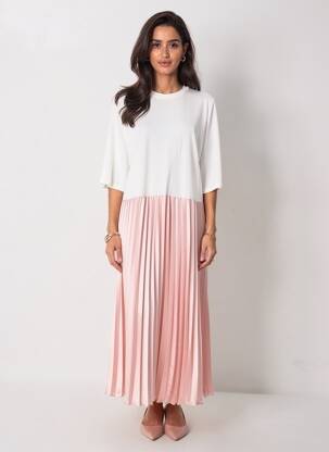 Robe longue coupe fluide manches 3/4 rose IMPERIAL femme