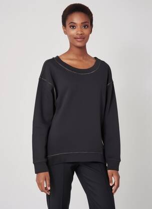 Sweat-shirt broderie manches longues noir YIPPIE HIPPIE femme