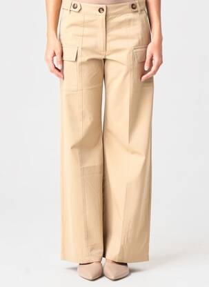 Pantalon flare taille haute taille haute beige LA PETITE ETOILE femme
