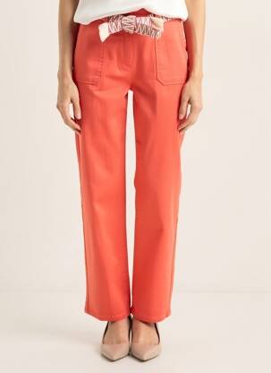 Pantalon droit stretch taille haute orange LA PETITE ETOILE femme