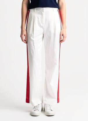 Pantalon droit fermeture zippée sous rabat avec crochet taille haute blanc LA PETITE ETOILE femme