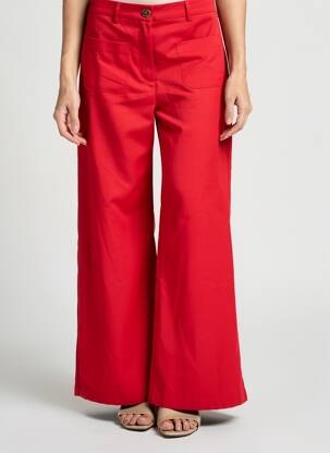 Pantalon flare taille à pinces taille haute rouge LA PETITE ETOILE femme