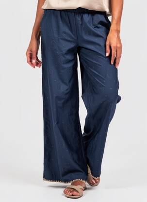 Pantalon large coupe fluide taille normale bleu EMILIE.K femme
