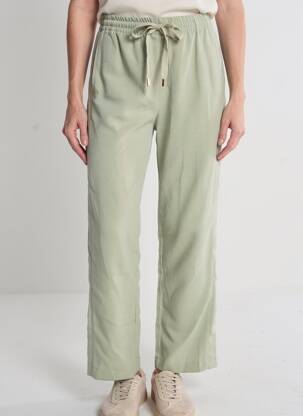 Pantalon droit stretch taille haute vert EMILIE.K femme