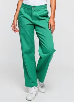 Pantalon droit taille haute taille haute vert EMILIE.K femme