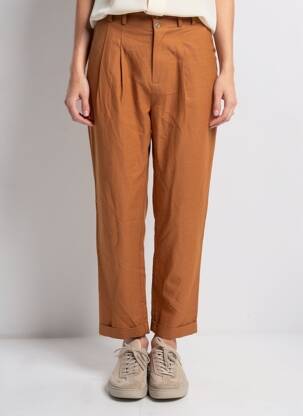 Pantalon droit taille haute taille haute marron THE KORNER femme