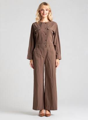 Combi-pantalon coupe cintrée manches longues marron LA PETITE ETOILE femme