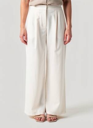 Pantalon large tissage popeline taille haute beige LA PETITE ETOILE femme