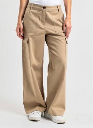 Pantalon cargo coupe droite taille haute beige LA PETITE ETOILE femme