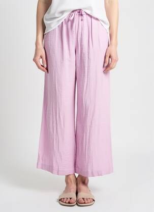 Pantalon large tissage crêpe taille normale rose LA PETITE ETOILE femme