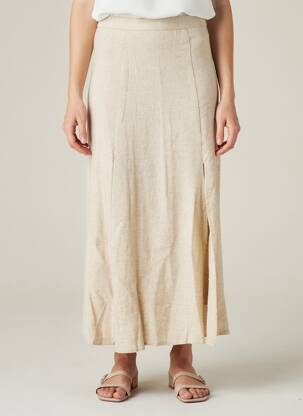 Jupe longue fermeture zippée au dos beige LA PETITE ETOILE femme