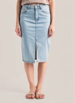 Jupe mi-longue stretch bleu LA PETITE ETOILE femme