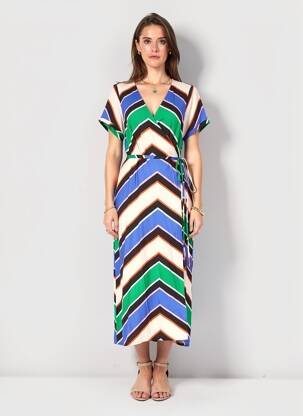 Robe mi-longue manches courtes manches courtes vert LA PETITE ETOILE femme