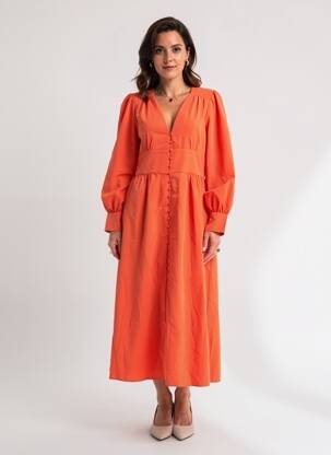 Robe longue manches longues manches longues rouge YUKA femme