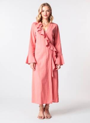 Robe longue manches longues manches longues rose LA PETITE ETOILE femme