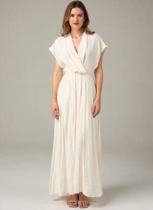 Robe longue manches courtes manches courtes beige ARTLOVE femme