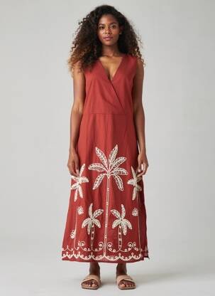 Robe longue sans manche sans manche marron LA PETITE ETOILE femme