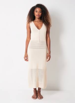 Robe longue sans manche sans manche beige ARTLOVE femme