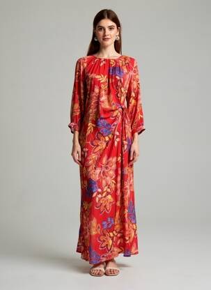 Robe longue manches longues manches longues rouge LA PETITE ETOILE femme