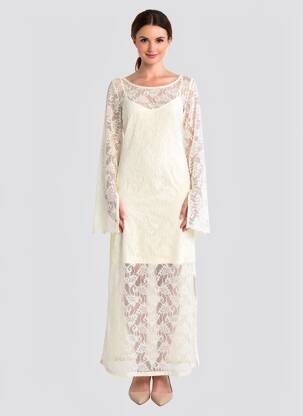 Robe longue manches longues manches longues blanc NUMPH femme