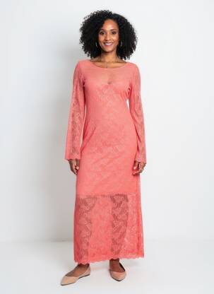 Robe longue manches longues manches longues rose NUMPH femme