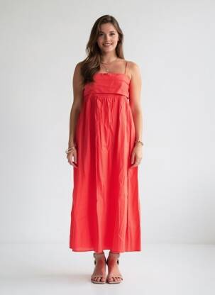 Robe mi-longue sans manche sans manche rouge ARTLOVE femme