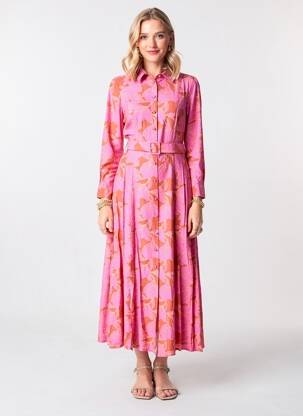 Robe longue manches longues manches longues rose LA PETITE ETOILE femme