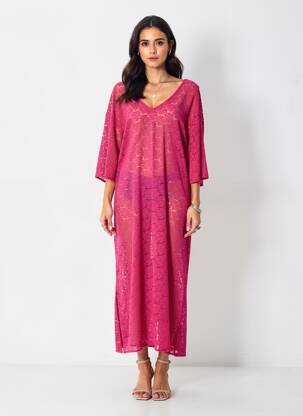 Robe longue manches courtes manches courtes violet LA PETITE ETOILE femme