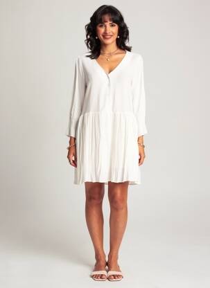 Robe courte manches longues manches longues blanc EMILIE.K femme