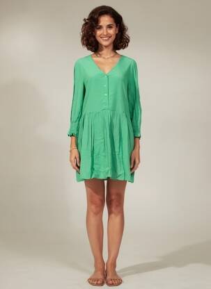 Robe courte manches longues manches longues vert EMILIE.K femme